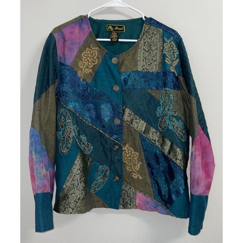 Mirasol Multicolor Patchwork‎ Floral Jacket Blazer Size XL